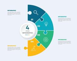 Circle chart infographic template with 4 options for presentations vector