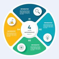 Circle chart infographic template with 4 options for presentations vector