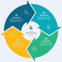 Circle chart infographic template with 4 options for presentations vector