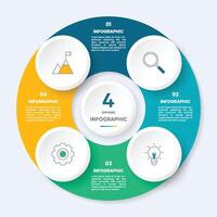 Circle chart infographic template with 4 options for presentations vector