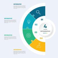 Circle chart infographic template with 4 options for presentations vector