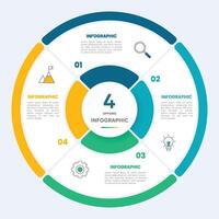 Circle chart infographic template with 4 options for presentations vector