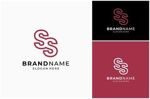 Initial Letter SS Monogram Line Art Linear Outline Minimalist Logo Design Illustration vector