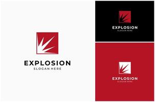 Explosion Blast Burst Bomb Boom Spark Sparkle Light Square Frame Logo Design Illustration vector