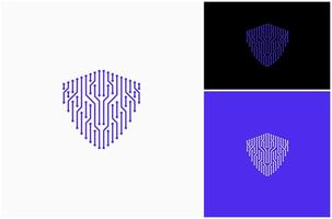 Cyber Security Technology Shield Protection Network Tech Abstract Logo Design Illustration vector