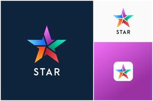 Star Spark Magic Sparkle Twinkle Rainbow Gradient Colorful Modern Logo Design Illustration vector