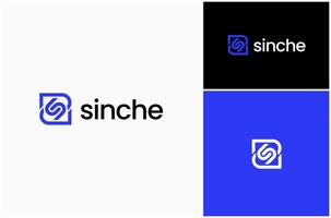Initial Letter S Modern Geometric Minimalist Loop Frame Concept Logo Design Illustration vector