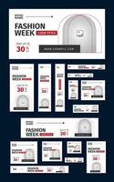 Fashion Web Banner Layout Set. Backdrop and Mobile Banner Ad Template set. vector