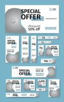 Fashion Web Banner Layout Set. Backdrop and Mobile Banner Ad Template set. vector