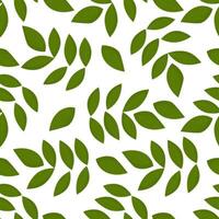 Seamless pattern green leaves. Flat template. vector