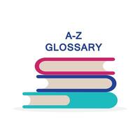 Concept A-Z glossary book for web page, banner, social media. vector