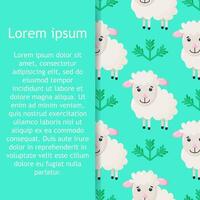 Sheep. Seamless pattern. illustration. Cartoon sheep background. Fabric print. vector