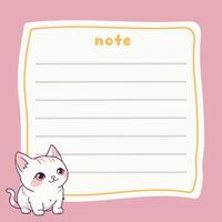 Cute Cat Memo Note Design Template vector