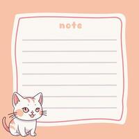 Cute Cat Memo Note Design Template vector