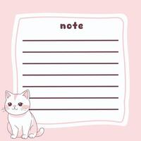 Cute Cat Memo Note Design Template vector