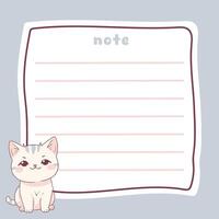 Cute Cat Memo Note Design Template vector