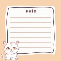 Cute Cat Memo Note Design Template vector