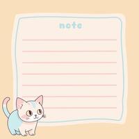 Cute Cat Memo Note Design Template vector