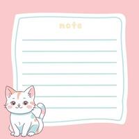 Cute Cat Memo Note Design Template vector