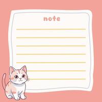 Cute Cat Memo Note Design Template vector