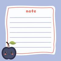 Cute Fruit Memo Note Design Template vector
