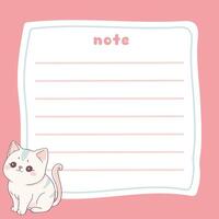 Cute Cat Memo Note Design Template vector