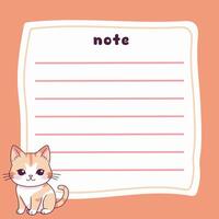Cute Cat Memo Note Design Template vector