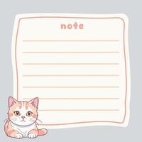 Cute Cat Memo Note Design Template vector