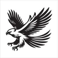 Harpy Eagle Bird Logo - Harpy Eagle flying with wings illustration in black and white vector