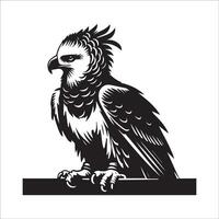Harpy Eagle Bird Logo - Harpy Eagle sitting illustration in black and white vector