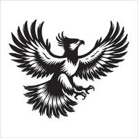 Harpy Eagle Bird Logo - A Harpy Eagle flying with wings illustration in black and white vector