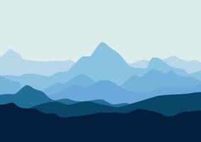 mountain landscape illustration in flat design with blue color tone. vector