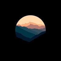 Illustration design template, with natural scenery design of mountain in circle. vector