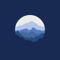 Illustration design template, with natural scenery design of mountain in circle. vector