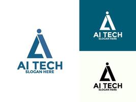 Letter AI Artificial intelligence Abstract Technology Analysis logo design concept. AI technology logotype symbol vector