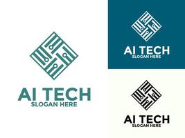 Abstract Technology Analysis logo design concept. Artificial intelligence technology logotype symbol vector