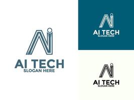 Letter AI Artificial intelligence Abstract Technology Analysis logo design concept. AI technology logotype symbol vector