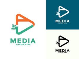 Digital Play button logo icon , Cinema Logo template design vector