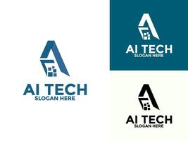 Letter AI Artificial intelligence Abstract Technology Analysis logo design concept. AI technology logotype symbol vector