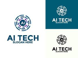 Letter AI Artificial intelligence Abstract Technology Analysis logo design concept. AI technology logotype symbol vector