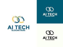 Abstract Technology Analysis logo design concept. Artificial intelligence technology logotype symbol vector