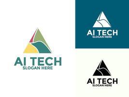 Artificial intelligence Abstract Triangle Technology Analysis logo design concept. AI technology logotype symbol vector