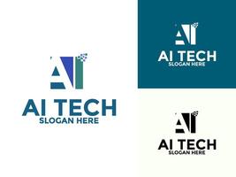 Letter AI Artificial intelligence Abstract Technology Analysis logo design concept. AI technology logotype symbol vector