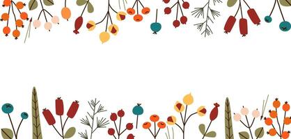 Autumn fall background with golden, red and orange autumn with cute cozy design elements isolated on white background with place for text. illustration vector