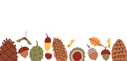 Autumn fall background with golden, red and orange autumn with cute cozy design elements isolated on white background with place for text. illustration vector