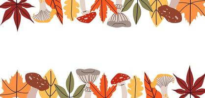 Autumn fall background with golden, red and orange autumn with cute cozy design elements isolated on white background with place for text. illustration vector