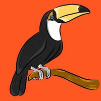 a cartoon toucan sitting on a branch vector