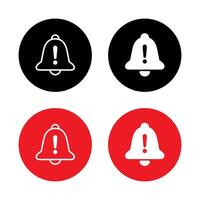 Exclamation mark with bell icon on circle background. Danger attention, warning notification concept vector