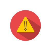 Alert warning icon with long shadow. Exclamation mark line sign symbol on triangle shape vector