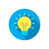 Lamp, light bulb icon with long shadow. Insight concept vector